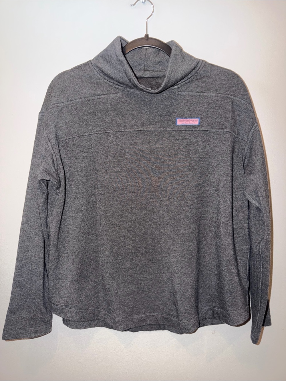 Vineyard Vines Charcoal Gray Funnel Cowl Sweater size Small luxury cozy fall